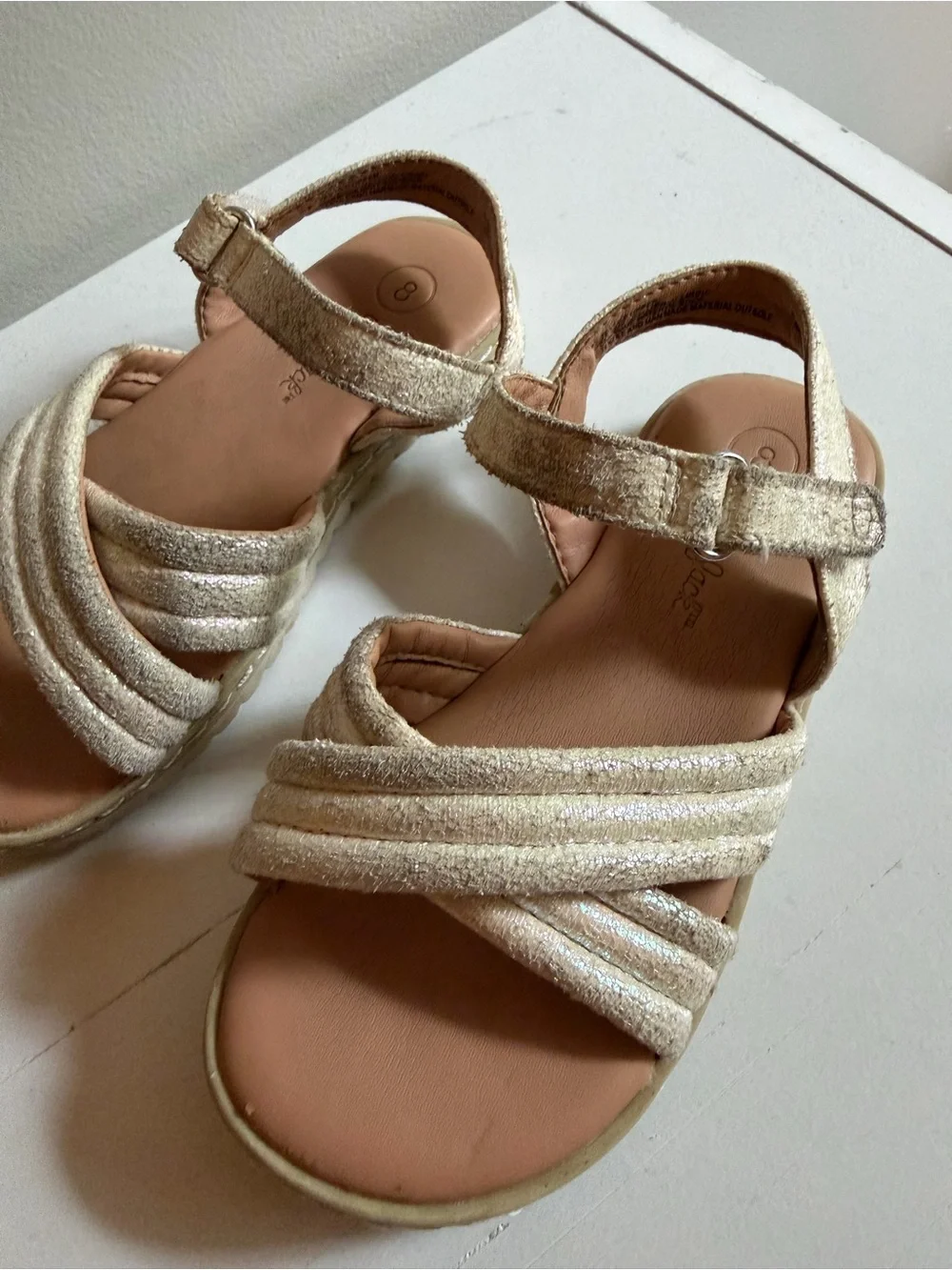 Cat & Jack Girls Metallic Gold and Brown Sandal Set